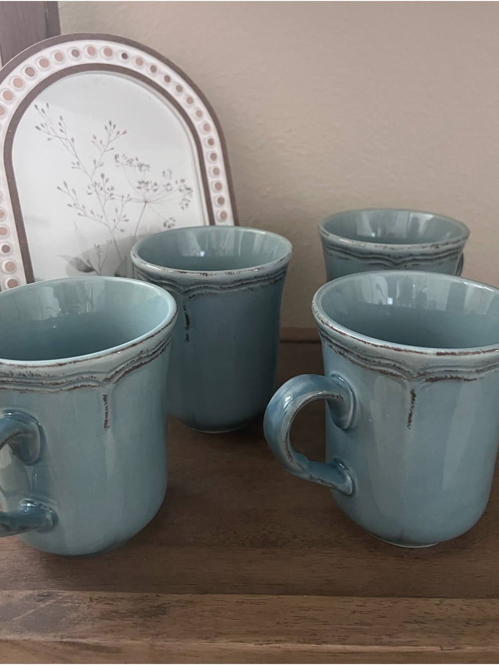 Set of 4 Gourmet Tuscan Blue Coffee Tea Cups Mugs by TODD ENGLISH Collection